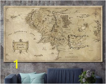 Lord The Rings Detailed Map Lord The Rings Middle Earth Map Canvas Poster Print on Canvas Map Middle Earth Detailed Map Art