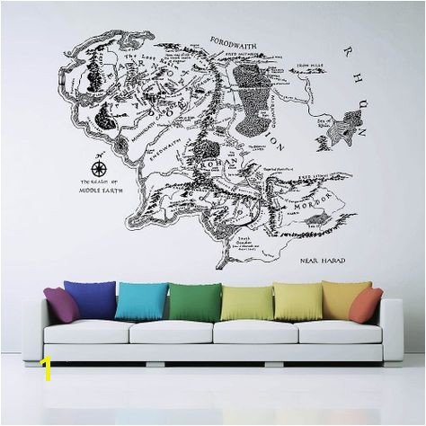 Middle Earth Map Wall Mural Map Of Middle Earth Lord Of the Rings Vinyl Wall Art Decal Wd 0642