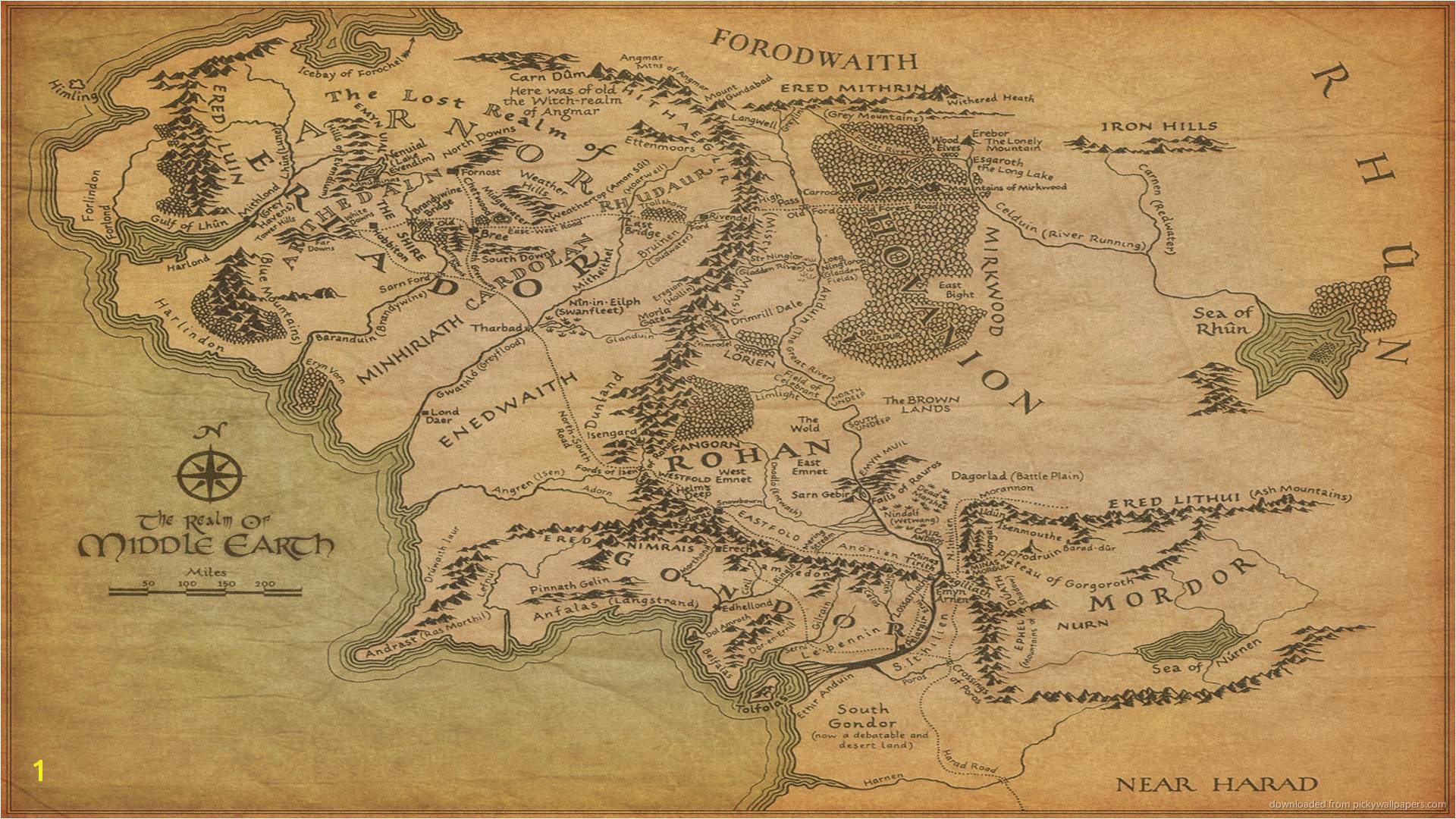 The Map Middle earth Wallpaper