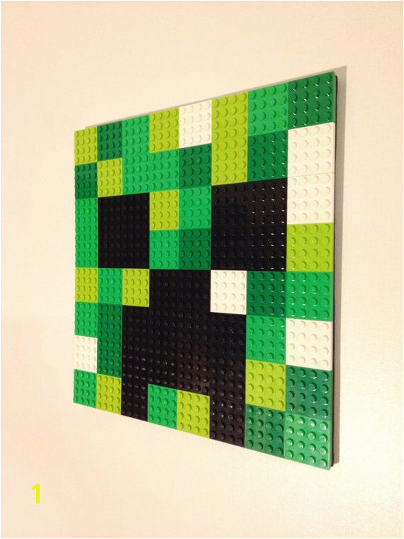 Minecraft Inspired LEGO Wall Art Creeper Hanging Picture Pixel 8 Bit Mosaic Bedroom Game Room Decor Decoration Painting
