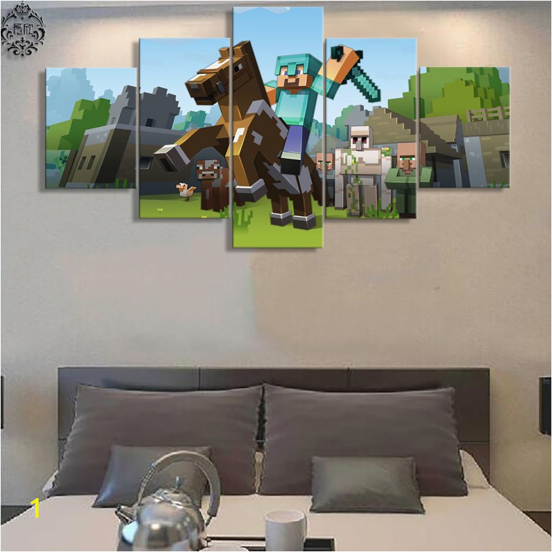 5 Pieces Canvas Painting Game Poster Minecraft Wall Art Home Decoration Canvas Printed Wall Decor Painting Artwork in Painting & Calligraphy from