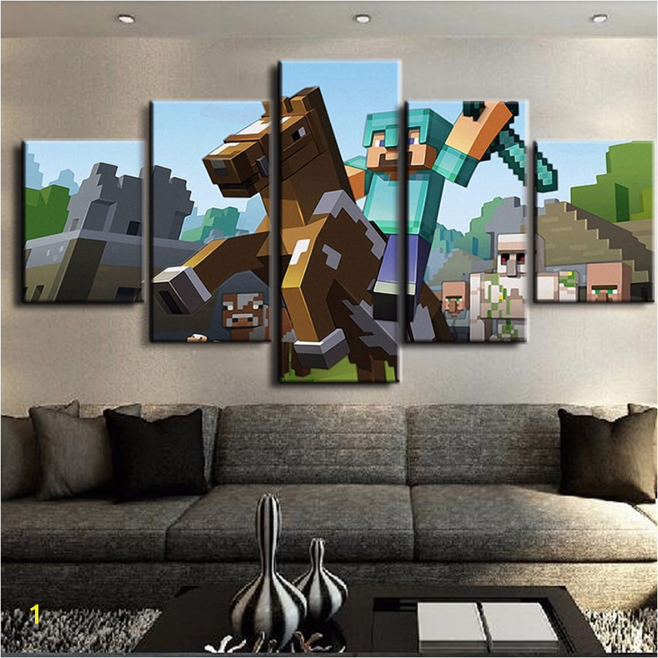 Print Painting Modular Vintage Art 5 Pieces pcs Game Poster Minecraft Home Decor HD Canvas