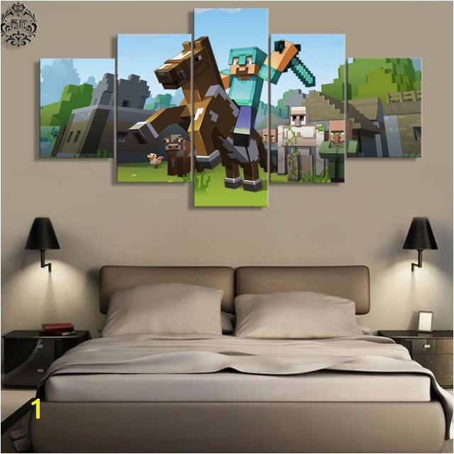 5 Pieces Canvas Painting Game Poster Minecraft Wall Art Home Decoration Canvas Printed Wall Decor Painting Artwork