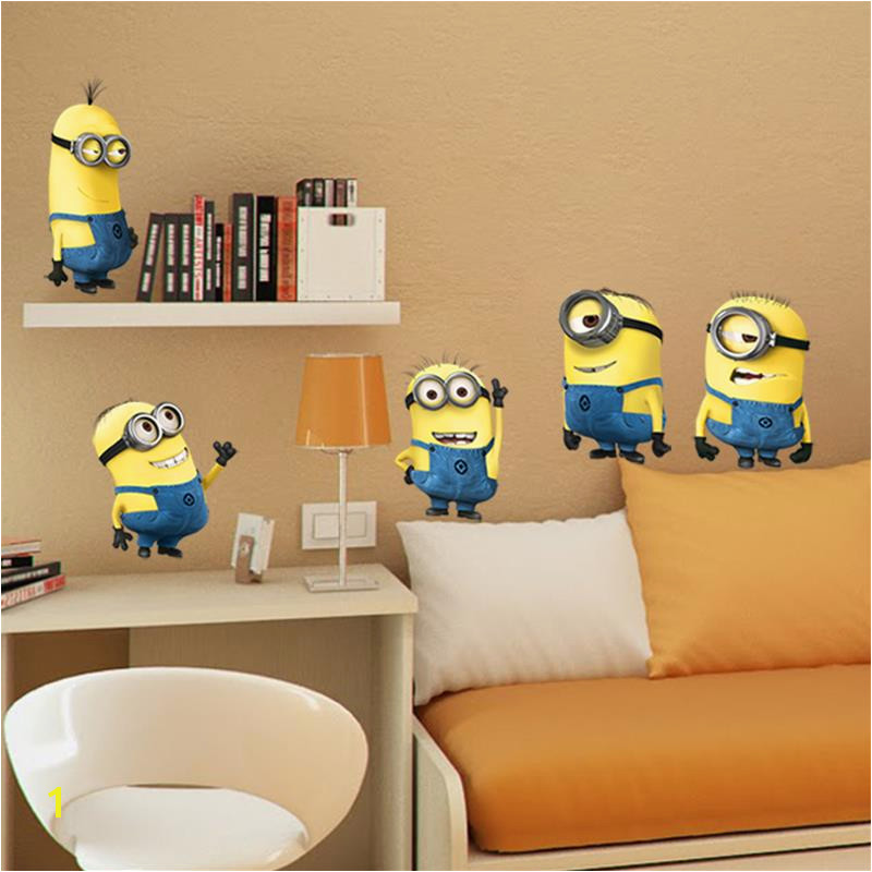 minions movie wall stickers kids room home decorations diy pvc cartoon decals children t 3d