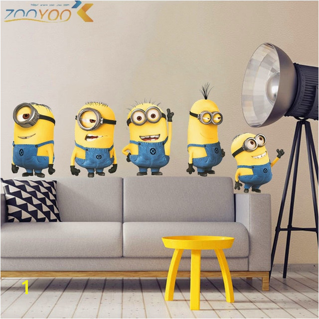 cute yellow man movie wall stickers for kids rooms home decor 3d cartoon wall decals art