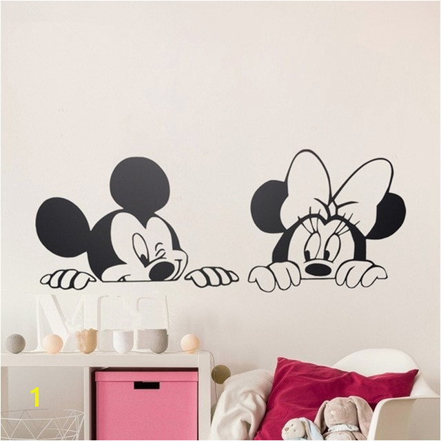Minnie Mouse Murals Cartoon Wall Stickers Kids Bedroom Art Decor Cute Mickey Minnie