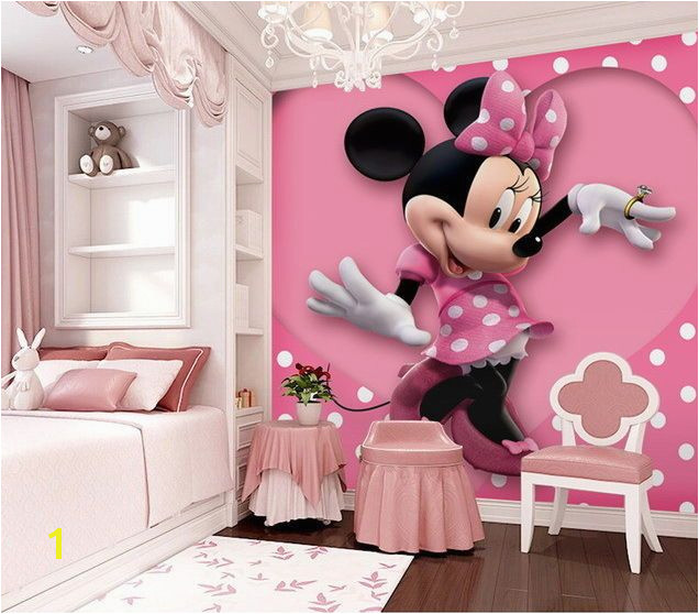 Pink Minnie Mouse Heart Dot Wallpaper Wall Decals Wall Art Print Mural Home & Garden Building Materials & DIY Wallpaper & Accessories
