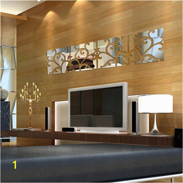 20 80cm 3D Acrylic Mirror Decal Mural Wall Sticker home living room glass wall sticking design panels vine style on sale