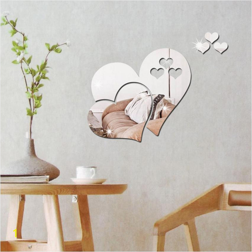 2018 3D Mirror Love Hearts Wall Sticker Decal DIY Home Room Art Mural Decor Removable Room Decal Free Drop Shipping JA26 Wall Decal Art Wall Decal Cheap