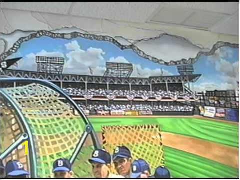 Hand Painted Wall Mural Ebbets Baseball Field by muralist Bonnie Siracusa
