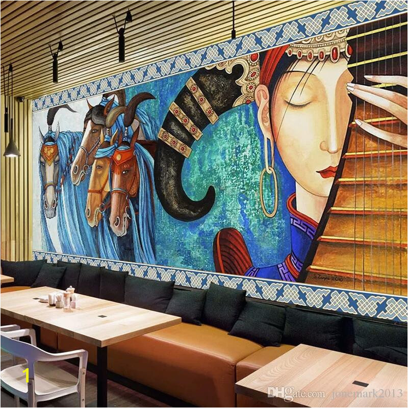 Modern Art Murals for Walls Custom Mural Wallpaper Lute Horses Hand Painted Abstract Art Wall Painting Restaurant Cafe Living Room Hotel Fresco Wall Paper