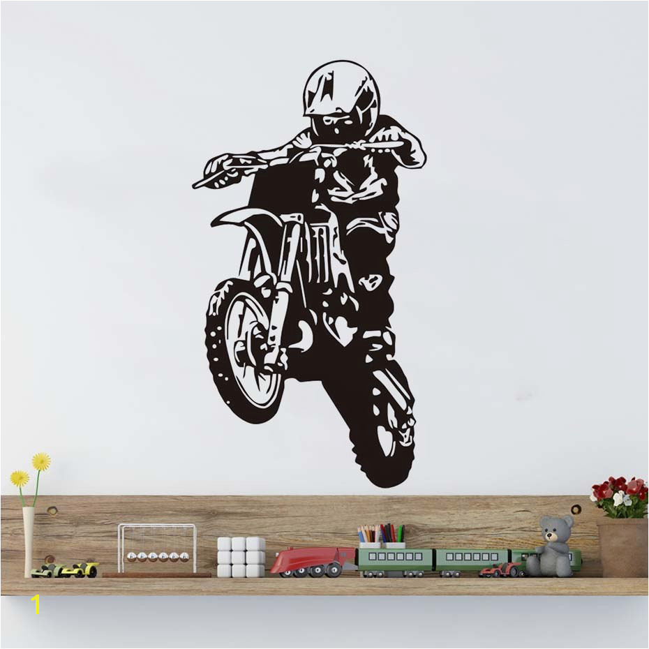 Motocross Wall Stickers 3d Hollow Out Motorcycle Vinyl Adhesive Removable Wall Decals For Boy Rooms Home Decoration Accessories in Wall Stickers from Home