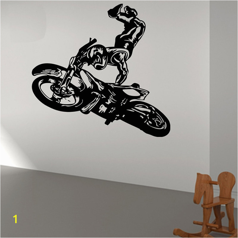 POOMOO Wall Decals Hot Cartoon Wall Decal Sticker Vinyl Motocross Tribal Dirt Moto Motorcycle Jump Bike Size 56x90cm