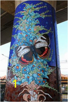 HFF butterfly mosaic mural metro station in Puente Alto Chile