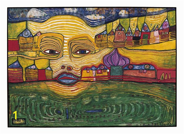 Paintings Hundertwasser IRINALAND SUR LES BALKANS 1969 I wanted to paint a picture which seemed to dissolve and had lots of the Balkans in it