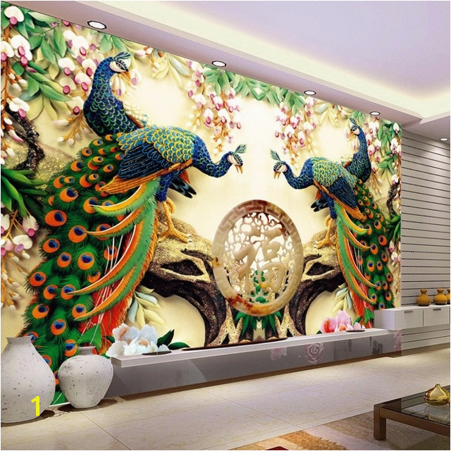 Mural Painting Cost Custom 3d Wall Mural Wallpaper 3d Non Woven Peacock Living Room Tv