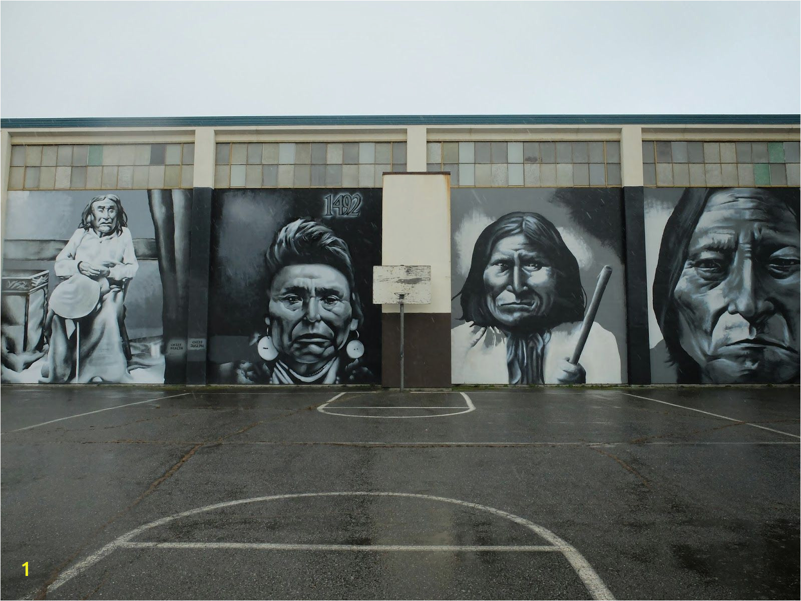 Mural of Chief Seattle Chief Joseph Geronimo and Sitting Bull