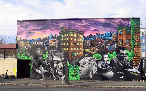 Mural Painting Seattle Tribute to Seattle Musicians Mural Rip 2012