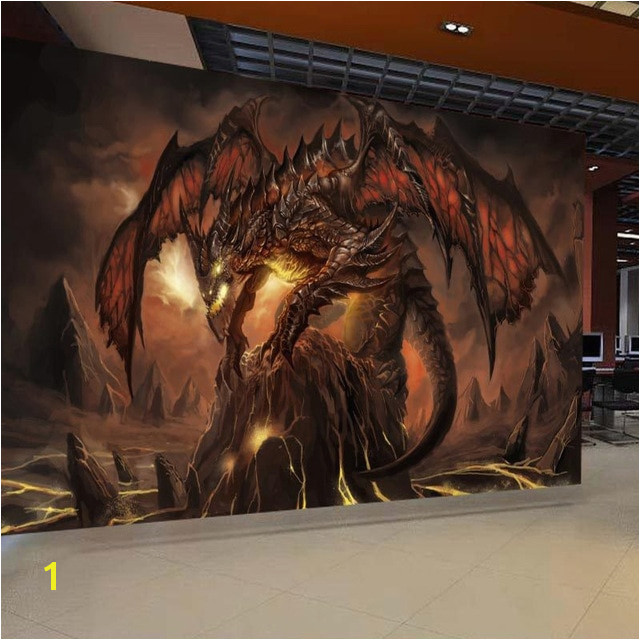 Mural Paints Supplies Custom Mural Wallpaper World Warcraft Fiery Dragon Background