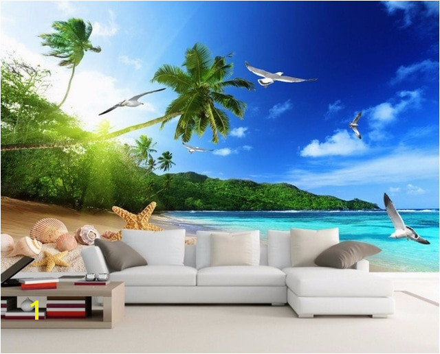 Cool Modern Printing Wallpaper beach landscape Wallpapers For Living room HD 3D seaside scenery Bedroom Murals Wallpaper