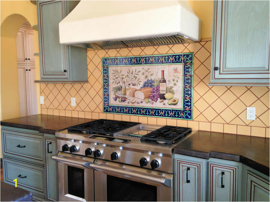 Hand Painted Tile Backsplash Kitchen