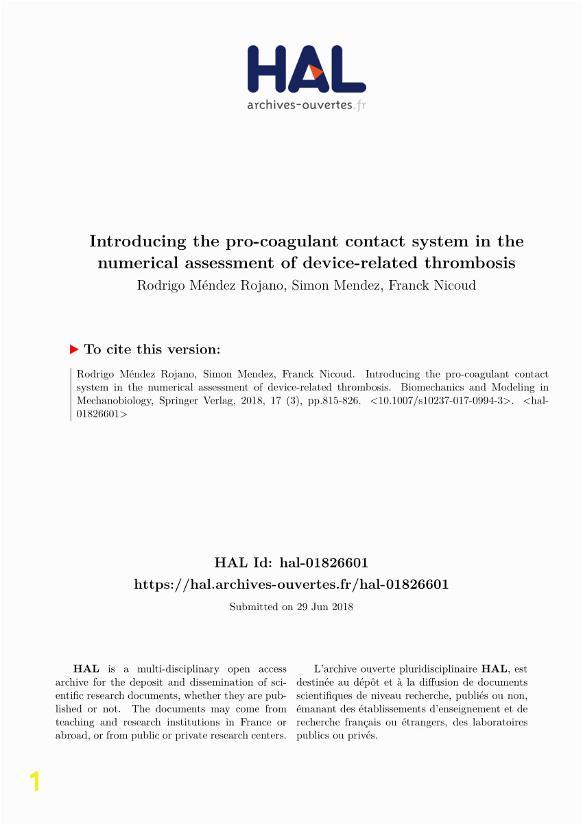 putational Model of Device Induced Thrombosis and Thromboembolism