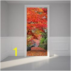 Door Wall Sticker Autumn leaves Self Adhesive Matt Fabric Mural