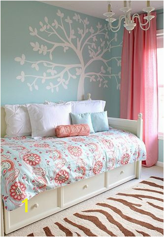 blue and pink girls room for customized wall murals