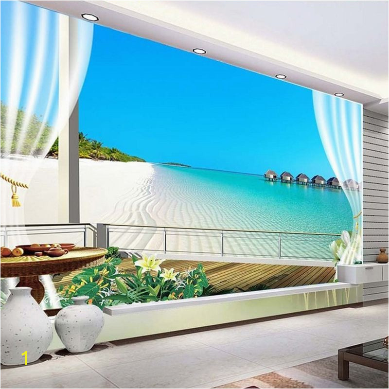 Murals for Windows Custom 3d Wallpaper Murals Maldives 3d Stereoscopic Window