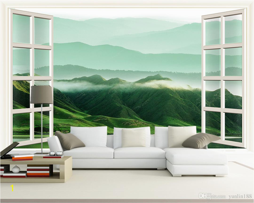 Großhandel Kundengebundene Klein 3D Windows Landschaften Wände Rolling Hill Murals In Den White Mansions Von Yunlin188 $32 17 Auf De Dhgate