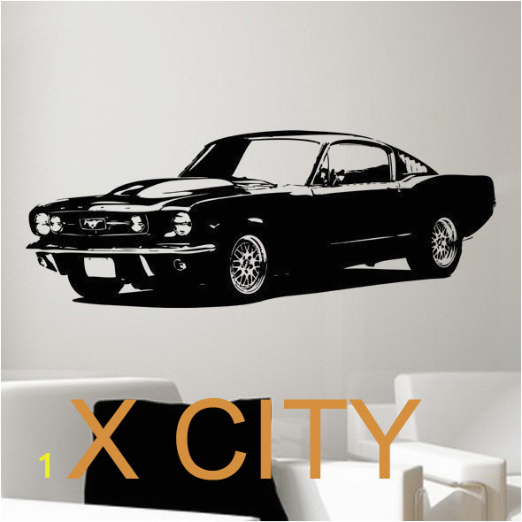 Retro Old School 1965 Ford Mustang Muscle Car BEDROOM WALL ART GRAPHIC STICKER DIE CUT VINYL