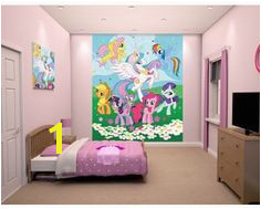 My little pony wall mural with all the bright and colourful ponies Available now at