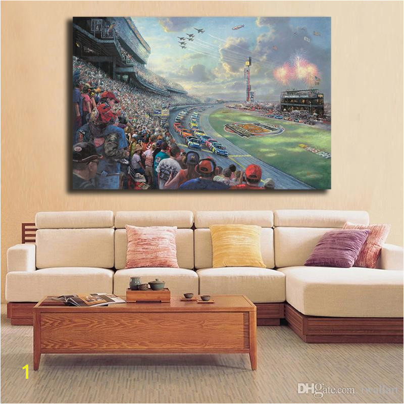 Großhandel NASCAR Thunder Von Thomas Kinkade HD Leinwand Poster Druckt Wandkunst Malerei Dekoratives Bild Moderne Hauptdekoration Artwork Von Iwallart