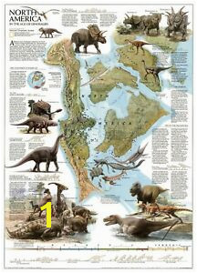 Image is loading Dinosaur Wall stickers North America Education map Decoration