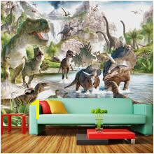 Custom 3D Mural Wallpaper Cartoon Dinosaur World Bedroom Living Room Sofa TV Background Wall Murals Wallpaper For Walls 3D