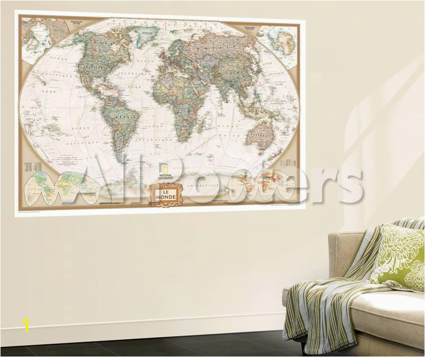 French Executive World Map Wall Mural by National Geographic Maps at AllPosters