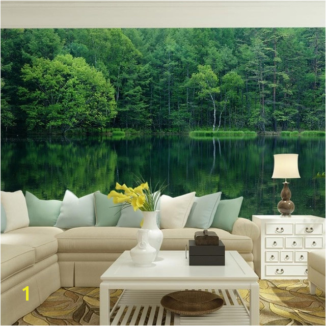 Home fice Decor Mural Wall Papers 3D Nature Green Forest Landscape Wallpaper Murals Self Adhesive Vinyl Silk Wallpaper