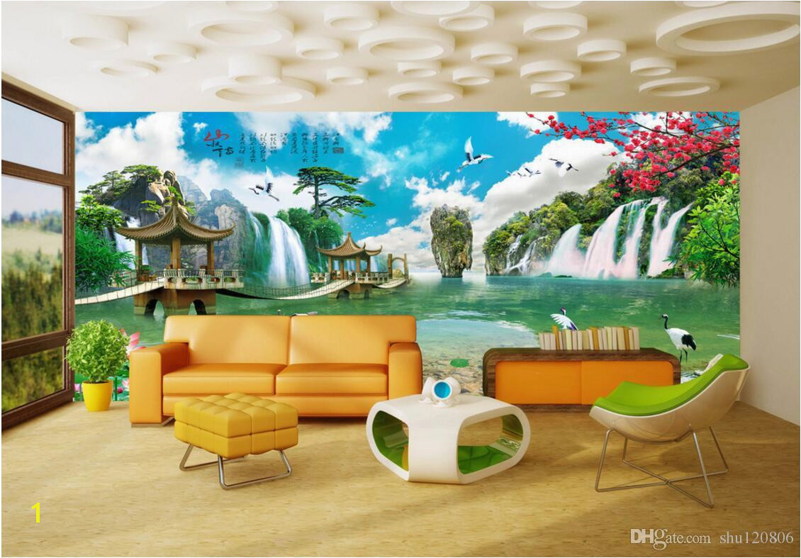 Nature Wall Murals Cheap 3d Room Wallpaper Custom Non Woven Mural Chinese Landscape