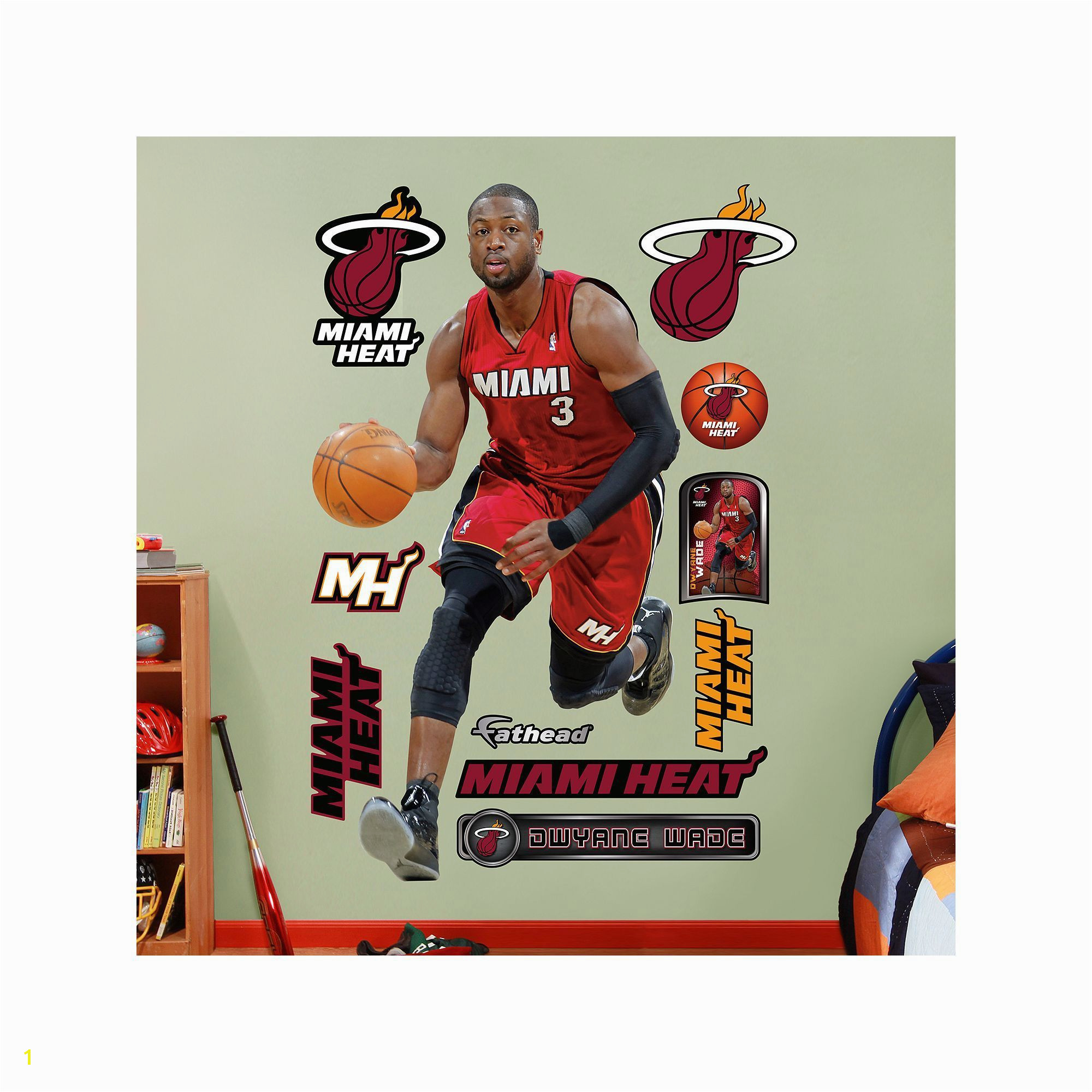 Fathead Miami Heat Dwyane Wade Wall Decals Multicolor