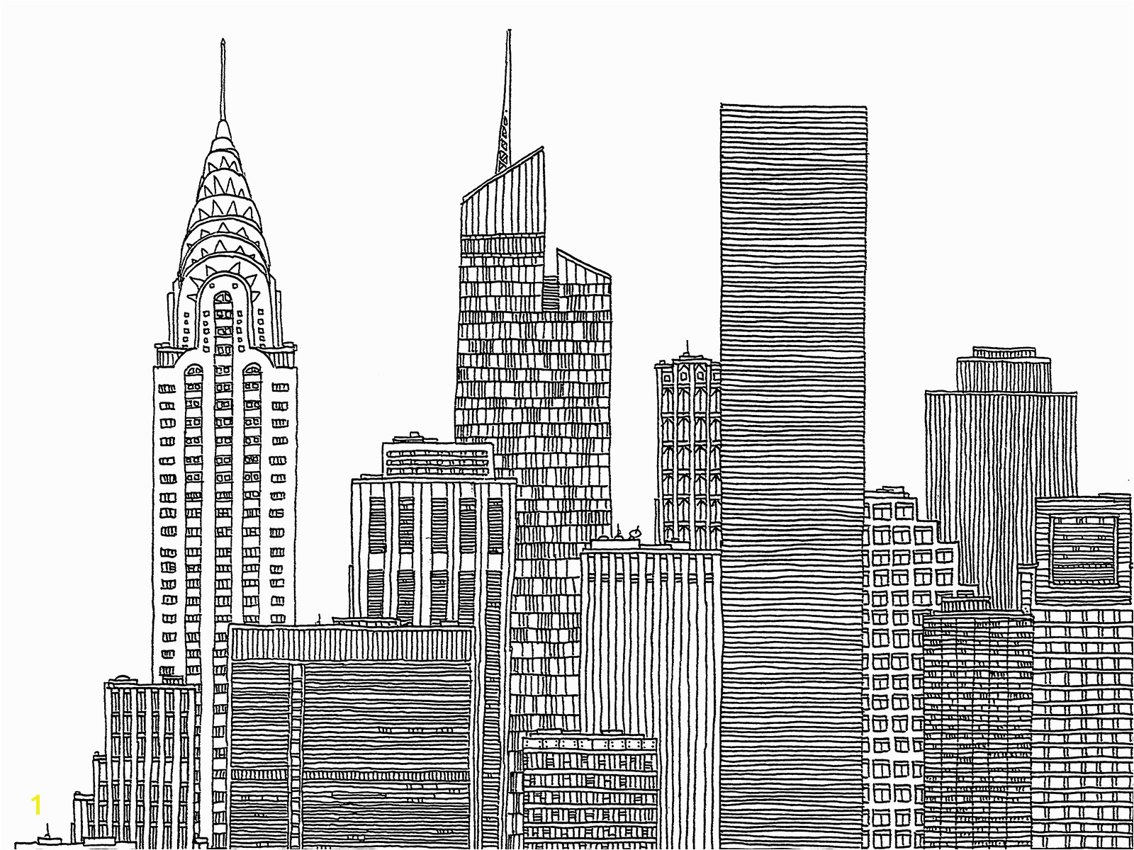 For New York City Skyline Black And White Illustration