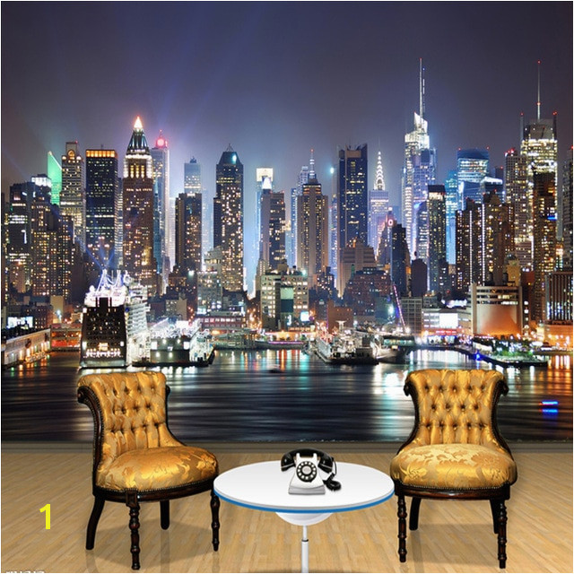 Custom Mural Wallpaper 3D New York City Night Scenery Mural Living Room Sofa TV Background Seamless Wallpaper Non woven