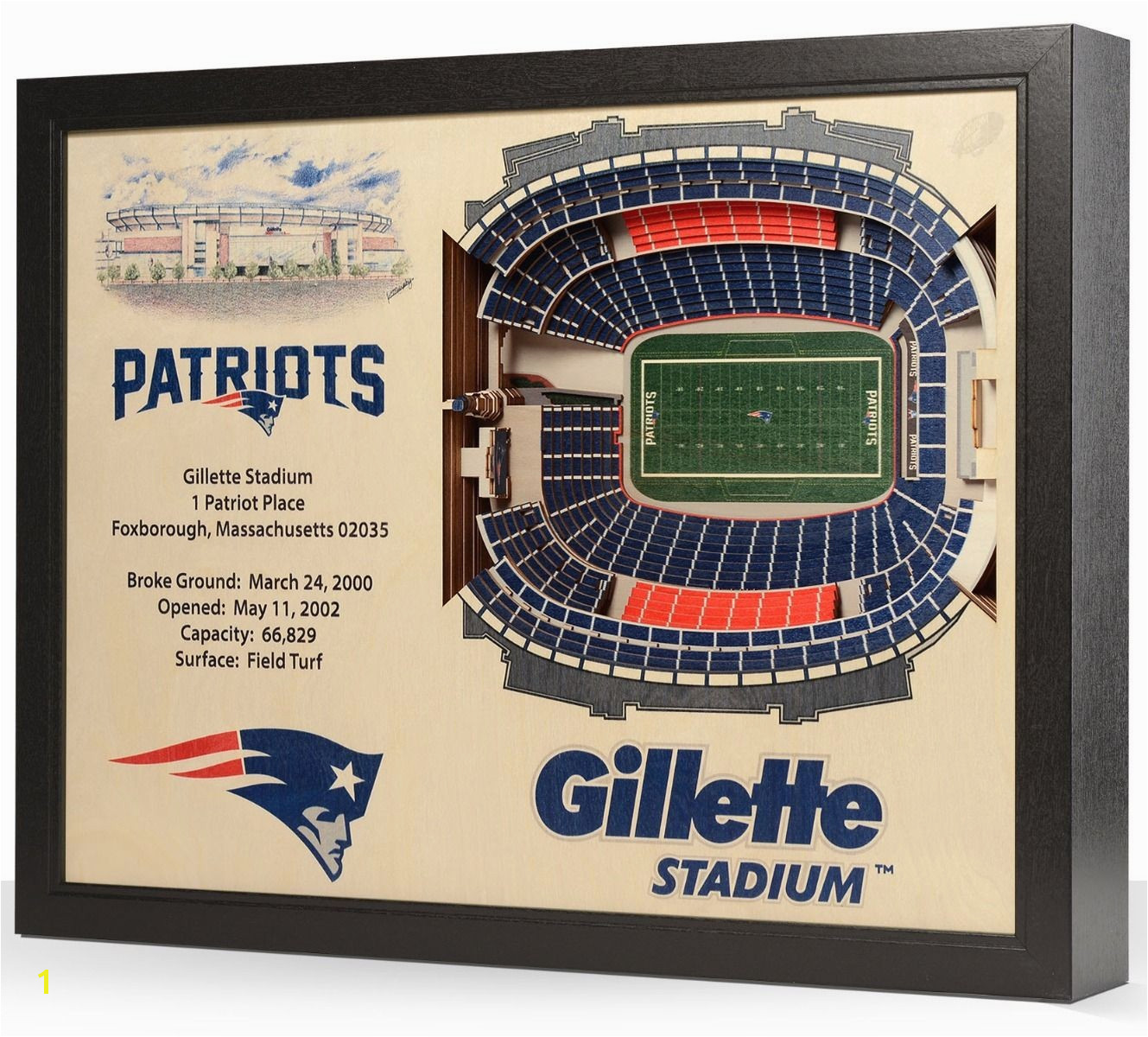 Nfl Stadium Wall Murals New England Patriots Wooden 25 Layer Stadiumview 3d Wall Art