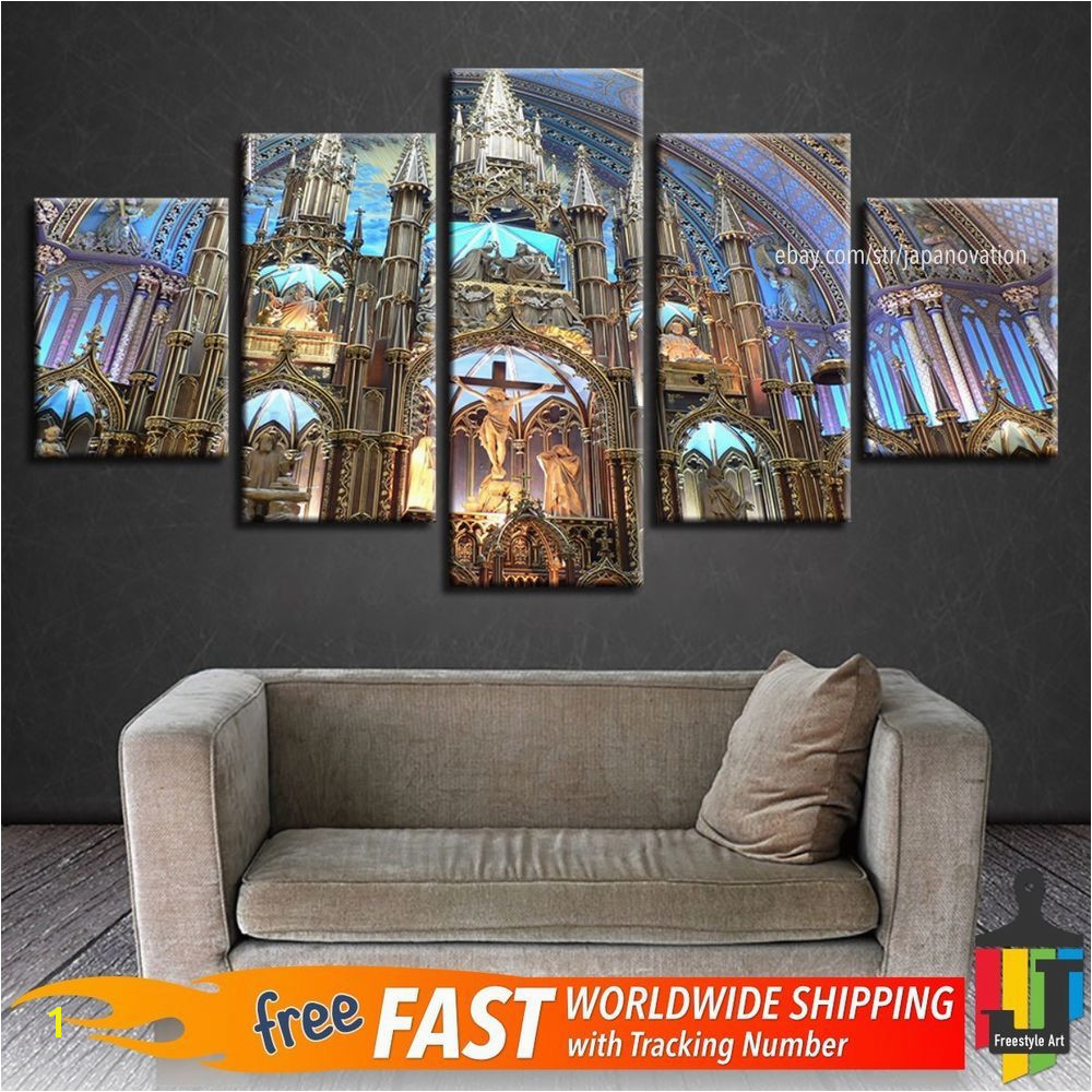 5 Pieces Home Decor Canvas Print Wall Art Montreal Notre Dame Basilica Landscape