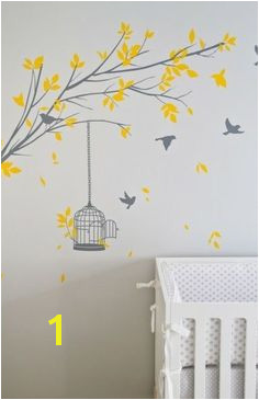 Turquoise LA nurseries yellow walls yellow gray tree branch