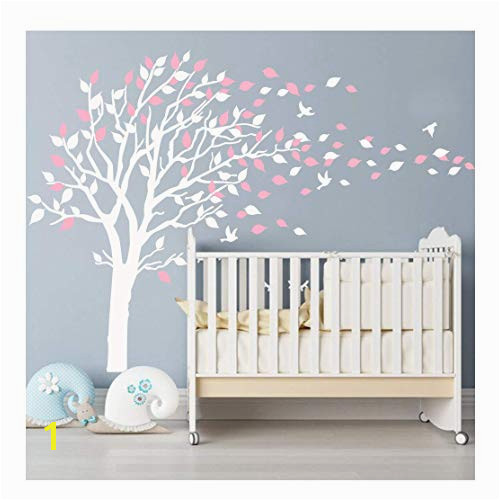 BDECOLL Nursery Wall Stickers Cherry Blossom Tree Wall Decals Flying Birds Wall Art for