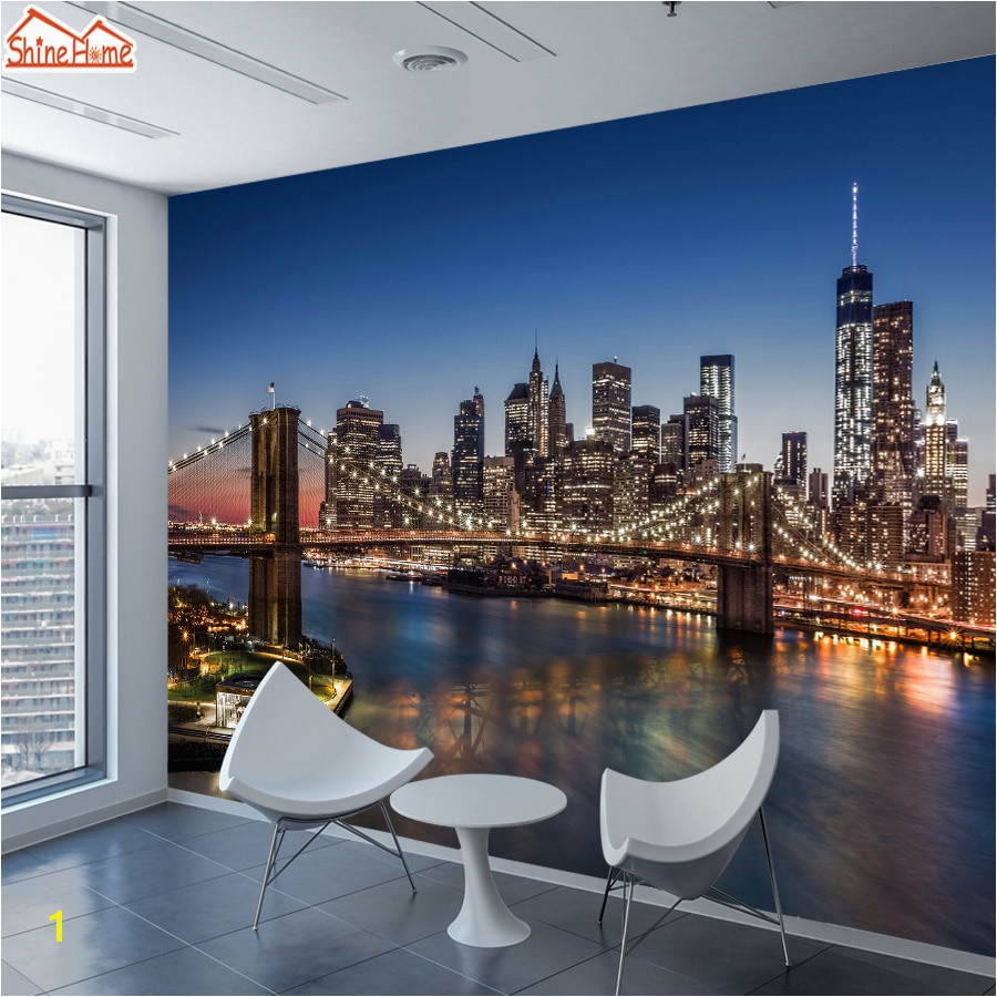 Nyc Skyline Mural Beibehang Custom Wallpaper 3d New York City Night View Large Mural