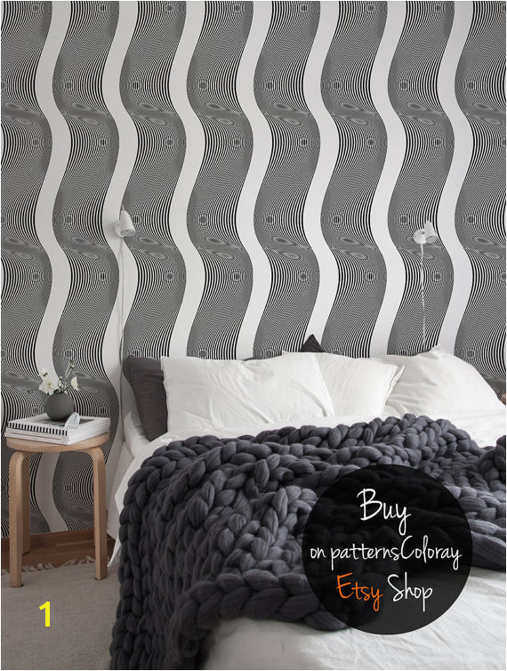 Op art wallpaper black and white optical illusion wall mural pattern removable reusable self adhesive 95