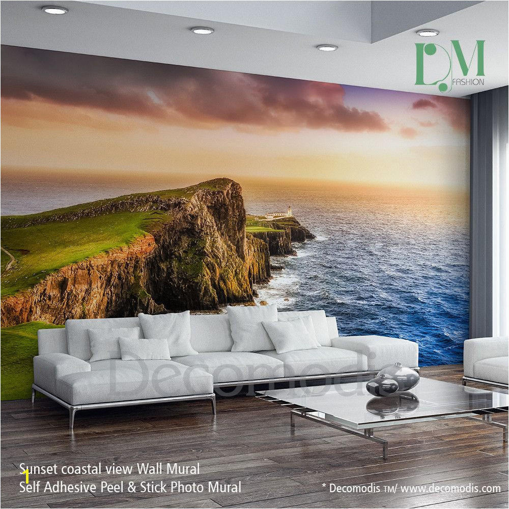 Sunset Wall Mural Ocean coast Self Adhesive Peel