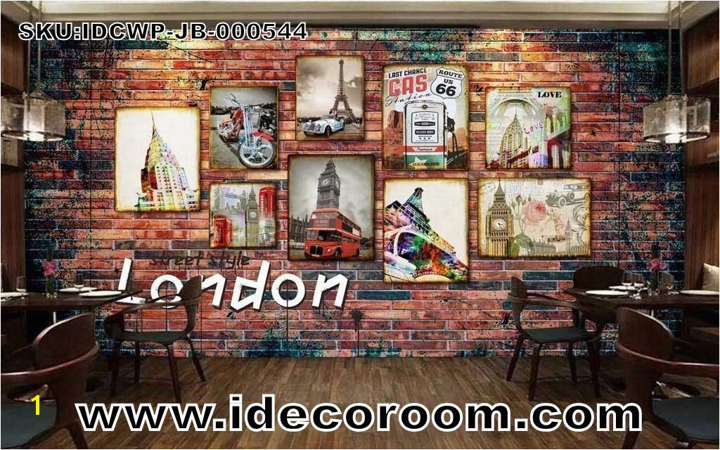 Paris Cafe Wall Murals 3d Wallpaper with Photo Frames Of London Paris and Route 66 Art Wall