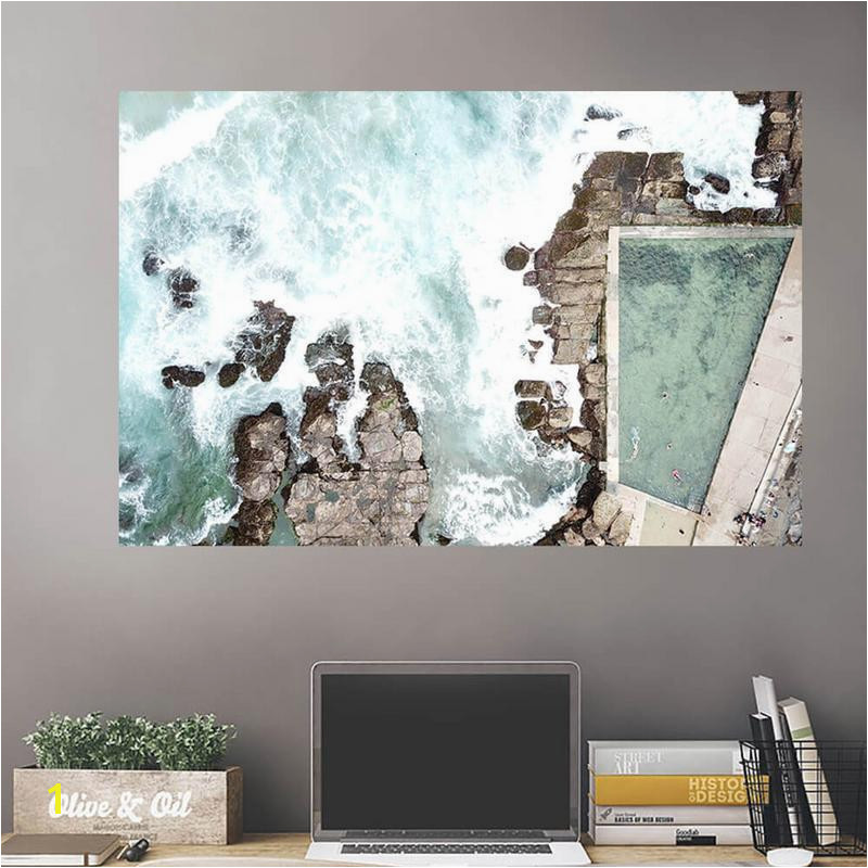 Aeiral Beach Rocky Pool Wall Art Wall Decal Wall Art